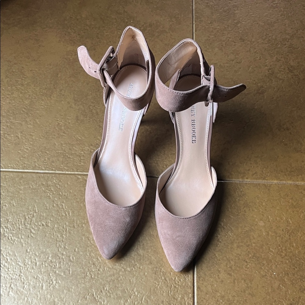 Audrey Brooke Taupe Suede Heels